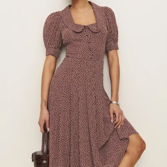 Reformation Kyria Dress Brown - Size 2 - Picture 1 of 8